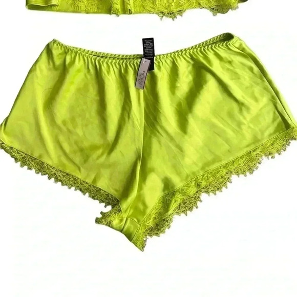 New with Tags Victoria Secret Satin and Lace Cami Set Lime Citron Yellow Small - Picture 5 of 9